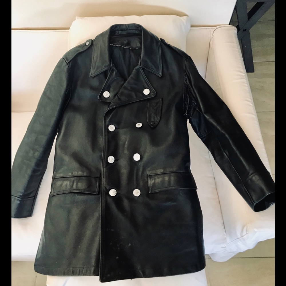 Leather coat. Vintage Police coat